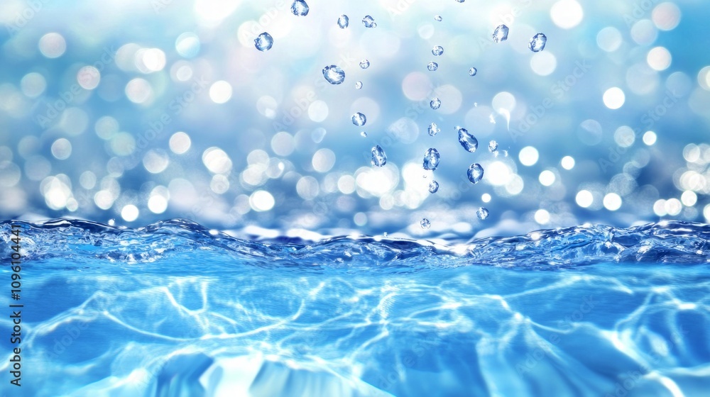 Stunning Water Surface with Sparkling Drops Stunning Water Surface with Sparkling Drops