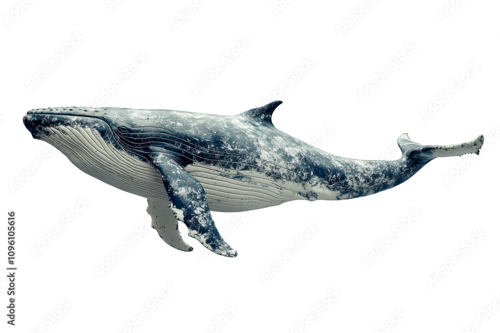 Fotografie Side view of a Whale isolated on a cutout PNG transparent background