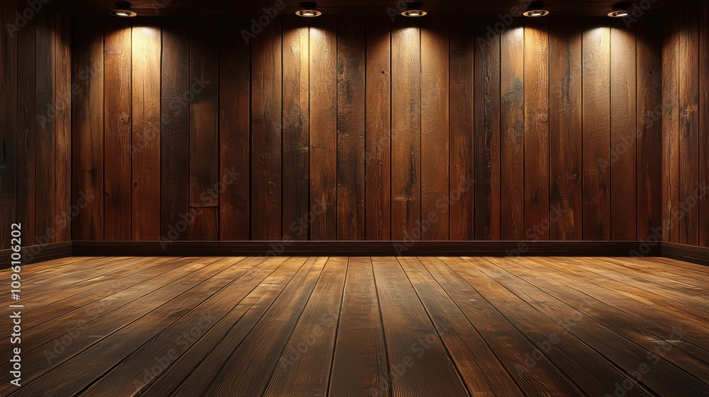 3D Render of a Rustic Wooden Room with Warm Lighting, Ideal Background for Design Projects 3D Render of a Rustic Wooden Room with Warm Lighting, Ideal Background for Design Projects
