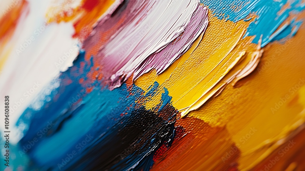 Obraz premium Expressive Abstract Art on Canvas with Multicolor Brush Swipes : Generative AI