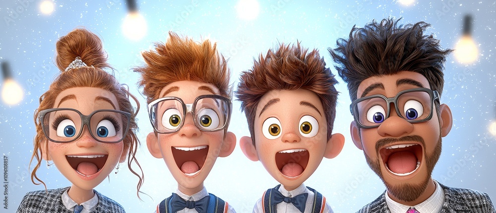 Joyful animated characters celebrating friendship at a festive event bright environment playful viewpoint youthful concept for seo impact Joyful animated characters celebrating friendship at a festive event bright environment playful viewpoint youthful concept for seo impact