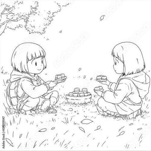 A girl sharing sweets with ...