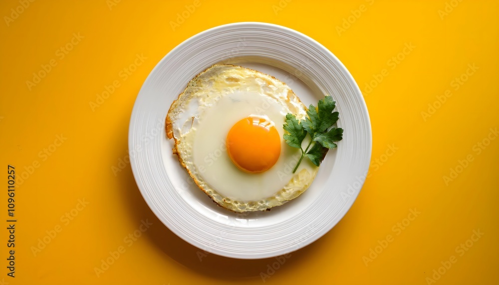 isolated egg omelette poach yolk & herb plate on solid yellow background. healthy nutrition protein food png cutout mockup isolated egg omelette poach yolk & herb plate on solid yellow background. healthy nutrition protein food png cutout mockup