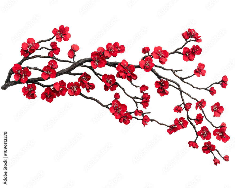 Naklejka premium a branch with red flowers