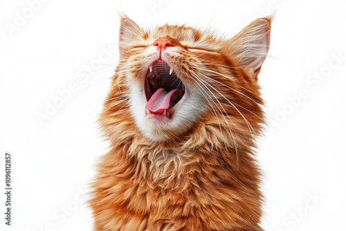 happy cat on white background