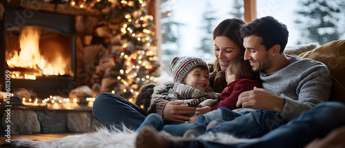 Wallpaper Mural A cozy Christmas party scene with beautifully wrapped gifts, festive lights and traditional decorations. Torontodigital.ca