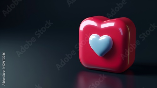 A glossy, heart-shaped icon in vibrant colors, symbolizing love and affection.