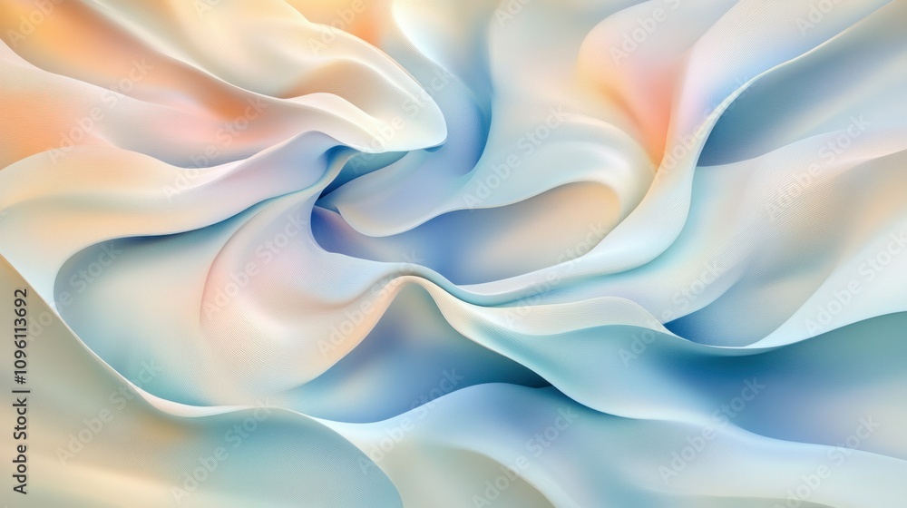 Obraz premium Abstract 3D art showcasing soft transitions of pastel gradients, fluid organic shapes, and smooth textures