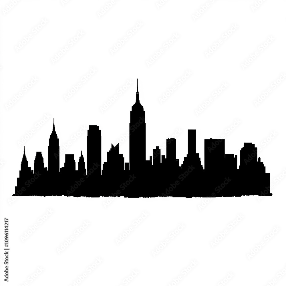 Nyc Skyline Silhouette, Illustration Isolated On White Background Nyc Skyline Silhouette, Illustration Isolated On White Background