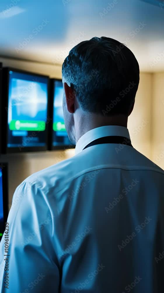 Professional analyzing data on multiple screens in a modern office environment during evening hours Professional analyzing data on multiple screens in a modern office environment during evening hours