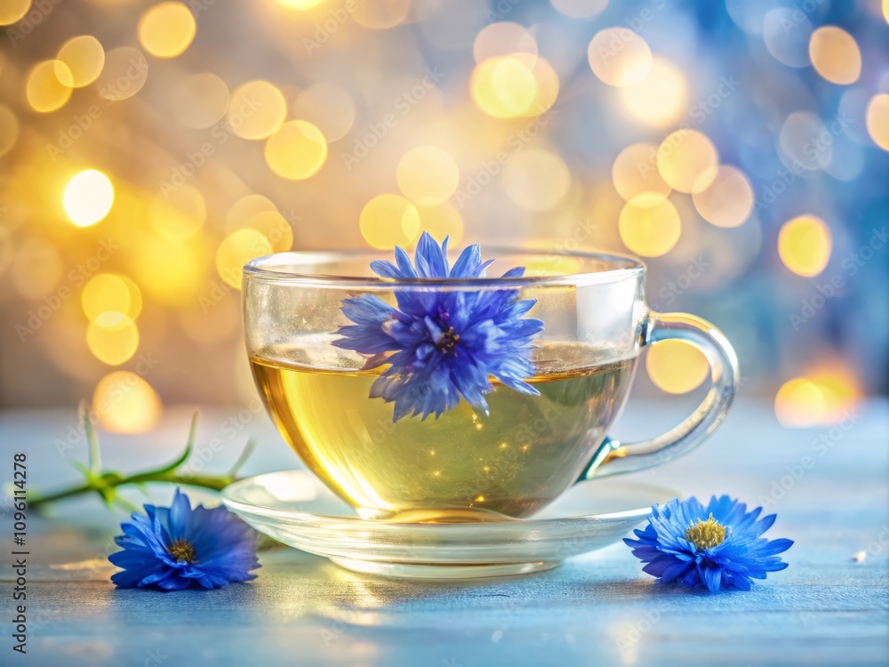 Herbal Tea with Blue Cornflower in a Glass Cup on White Background, Showcasing the Beauty of Herbal Medicine and Botanical Ingredients in a Calming Setting Herbal Tea with Blue Cornflower in a Glass Cup on White Background, Showcasing the Beauty of Herbal Medicine and Botanical Ingredients in a Calming Setting