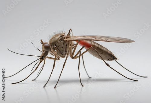  standard Mosquito right side view. Full figure visible, flat white background, no shadows, head and legs visible, ultra detailed, photorealistic 400mm lens, low angle 