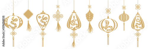 Chinese New Year golden snake lantern