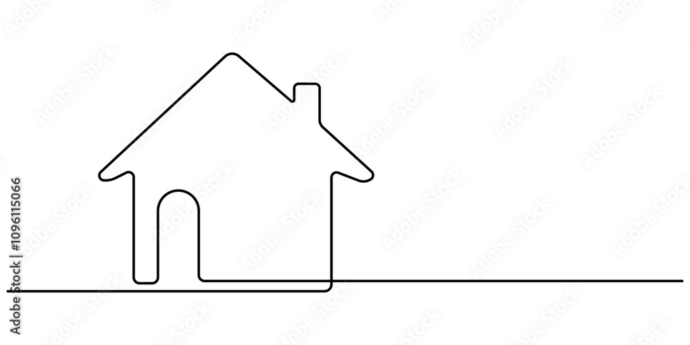 Obraz premium Drawing of a house in continuous one-line style. Modern illustration. Continuous Thin Line Home Icon. Vector illustration for the web design, Continuous thin line home vector illustration, minimalist 