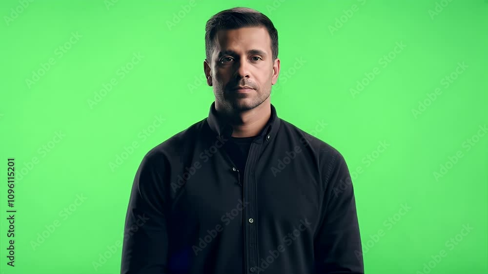 Portrait of a Man Against a Green Screen Portrait of a Man Against a Green Screen