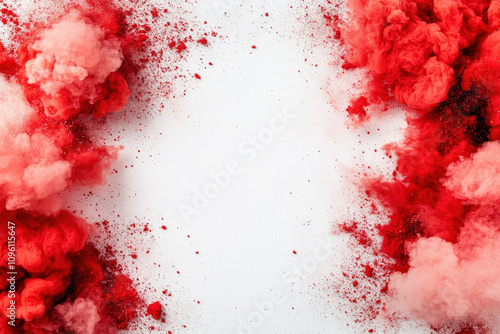 Red Smoke On White Background