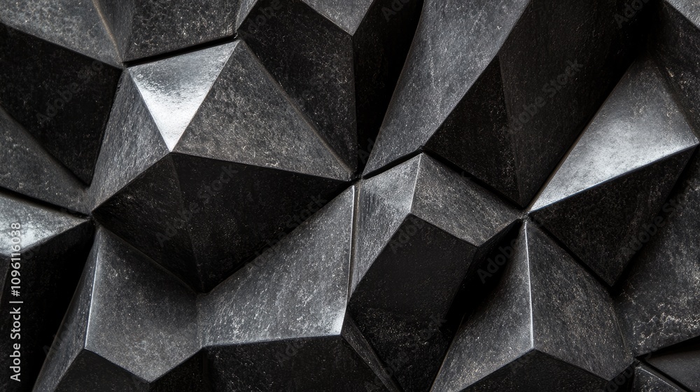 Fototapeta premium A sleek close-up of black geometric shapes, emphasizing their strong contrast and modern appeal