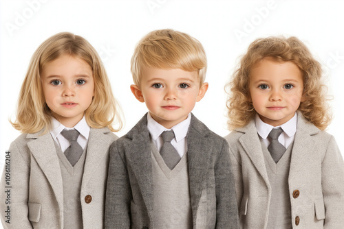 School Kids On White Backgr...