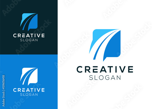 Road logo design. Abstract road logo with negative space style