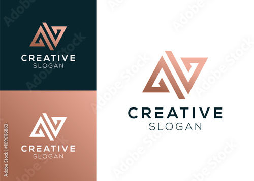 AV VA logo. Letter A with V vector logo design