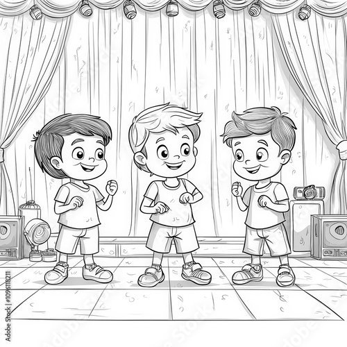 A talent show with kids per...