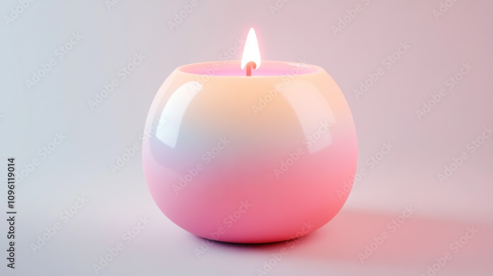 A pink gradient candle with a gentle flame, creating a calming atmosphere. A pink gradient candle with a gentle flame, creating a calming atmosphere.