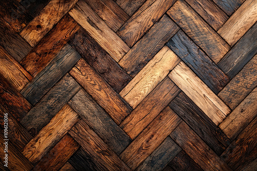 Aged Grunge Wood Parquet Herringbone Texture