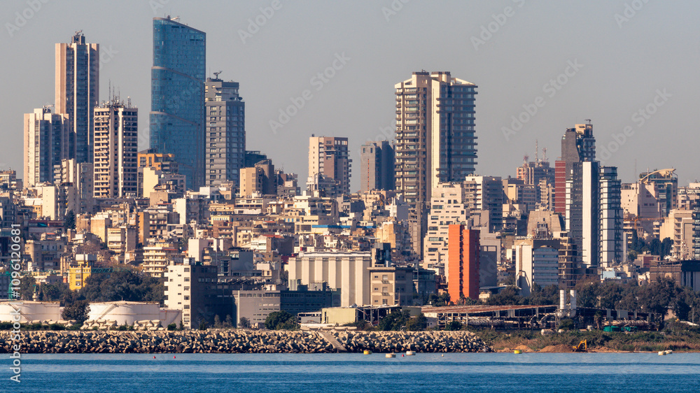 Fototapeta premium Beirut Capital View from Dbayeh, Lebanon