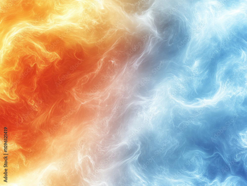 Abstract Split-Scene Featuring A Fiery Red And Orange Background On One ...