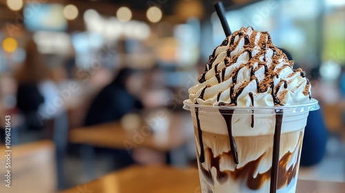 Delicious Chocolate Dessert Drink in Café photo