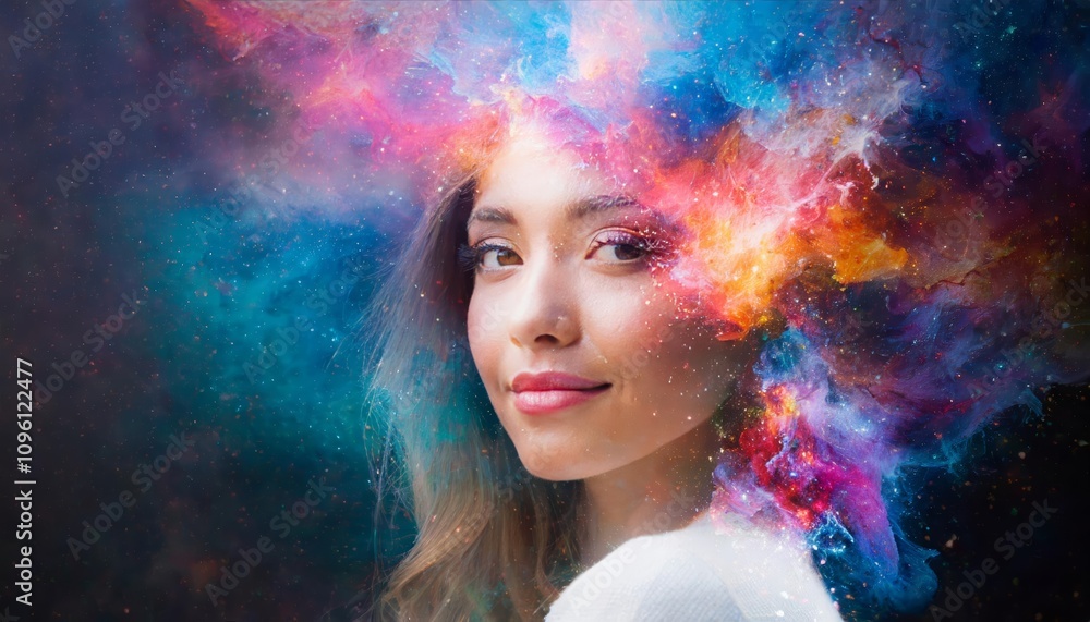 Enchanting Fantasy Abstract Portrait of a Stunning Woman in Double Exposure Featuring Vivid Digital Colors and Dreamlike Elements Capturing the Ethereal Beauty and Intricacy of the Enchanting Fantasy Abstract Portrait of a Stunning Woman in Double Exposure Featuring Vivid Digital Colors and Dreamlike Elements Capturing the Ethereal Beauty and Intricacy of the