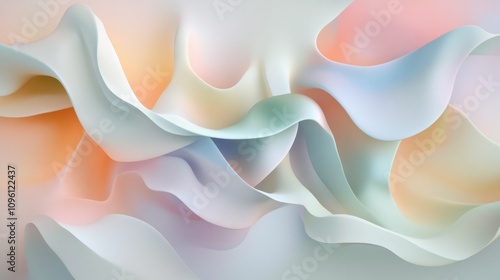 Wallpaper Mural Ethereal 3D composition with flowing, organic shapes and soft pastel gradients blending seamlessly Torontodigital.ca