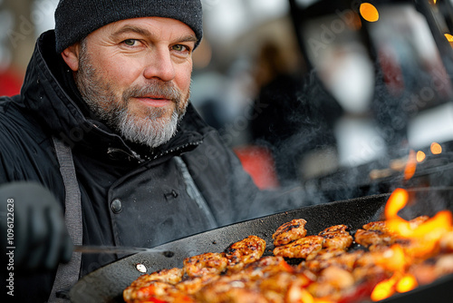 Cooking Outside, Winter Scene