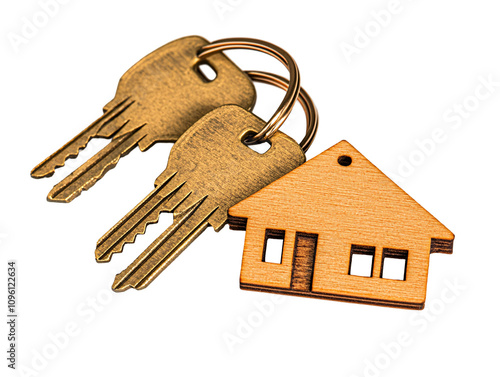 a group of keys with a house shaped object photo