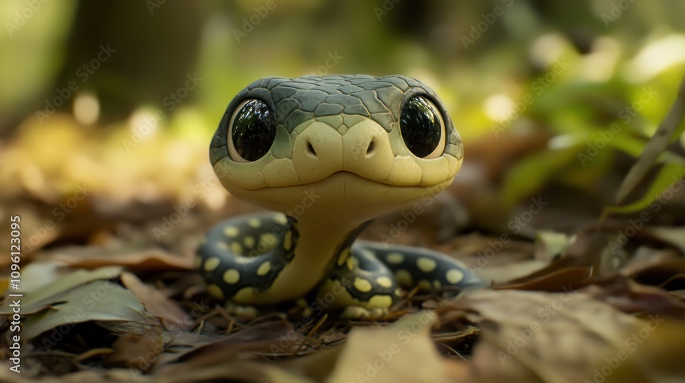Cartoon Character of a Cute Baby Snake