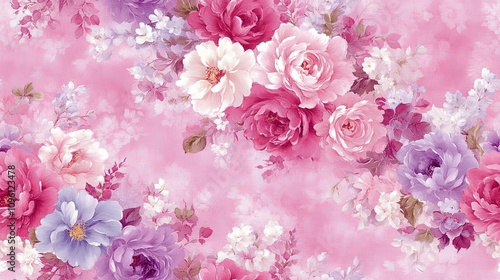 Wallpaper Mural Delicate Floral Design with Intertwined Roses Torontodigital.ca