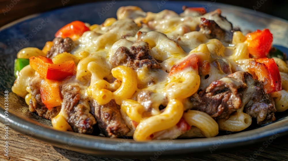 Baked Macaroni and Cheese with Ground Beef and Peppers Baked Macaroni and Cheese with Ground Beef and Peppers