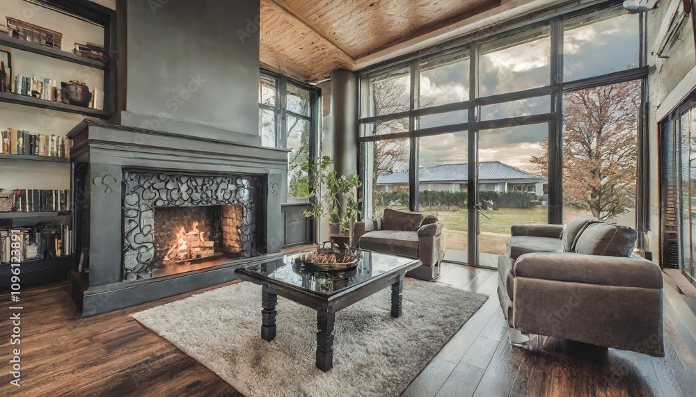 Beautiful living room interior with elegant hardwood floors, cozy fireplace, and sophisticated furnishings in a modern luxury home, showcasing open space and exquisite architectural details. Beautiful living room interior with elegant hardwood floors, cozy fireplace, and sophisticated furnishings in a modern luxury home, showcasing open space and exquisite architectural details.