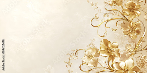 Elegant Gold Floral Design on Greeting Card photo