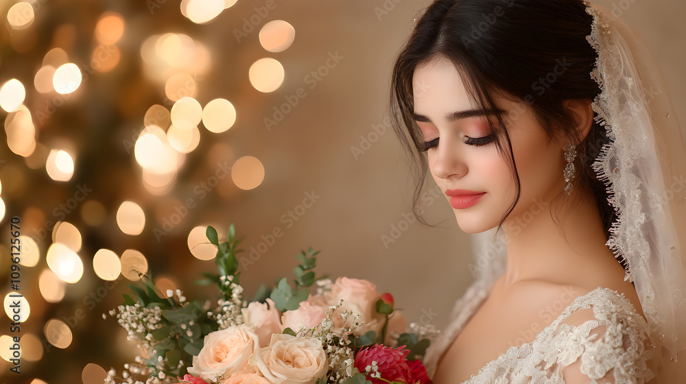 Naklejka premium Wedding photos with a clean background for free space for text. For use with advertising banners for weddings or Valentine's Day.