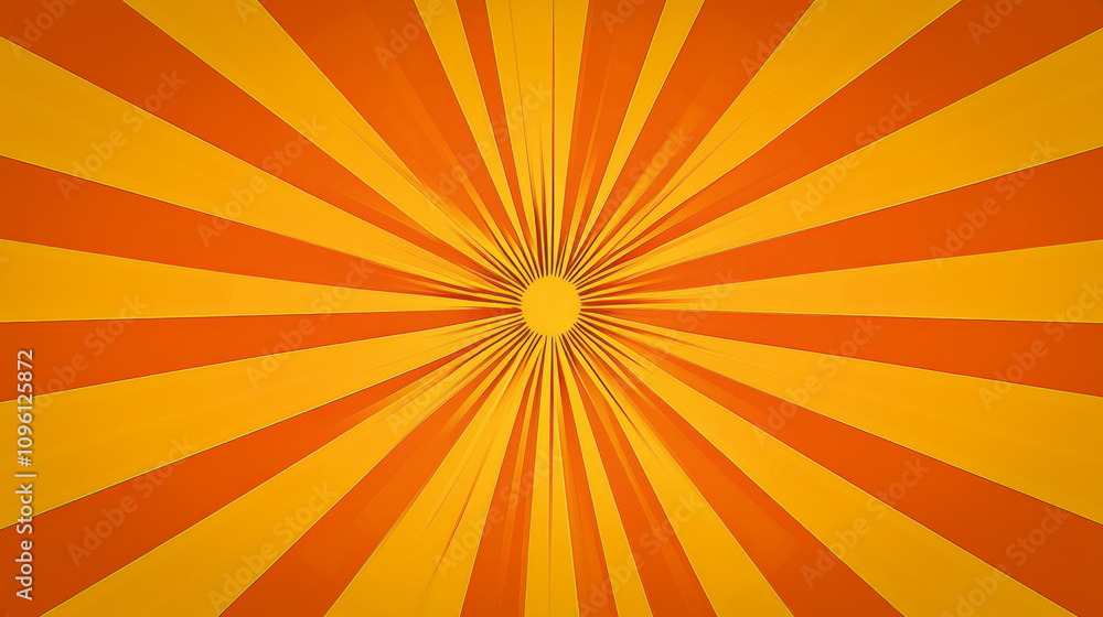 Obraz premium Wallpaper Featuring A Bright Yellow Sunburst Radiating From The Center, Creating A Lively And Energetic Atmosphere With Dynamic Rays Extending Outward