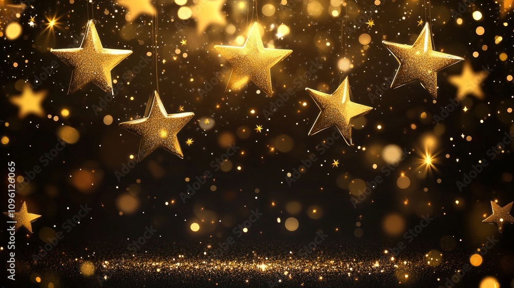 Golden Stars Glitter Background Golden Stars Glitter Background