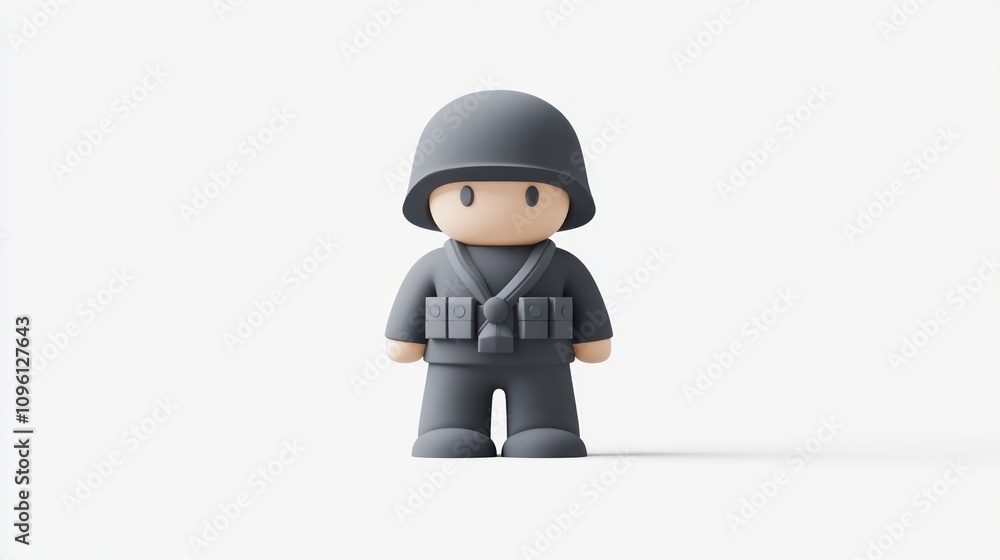 A stylized gray soldier figure with a helmet and gear, representing military themes. A stylized gray soldier figure with a helmet and gear, representing military themes.