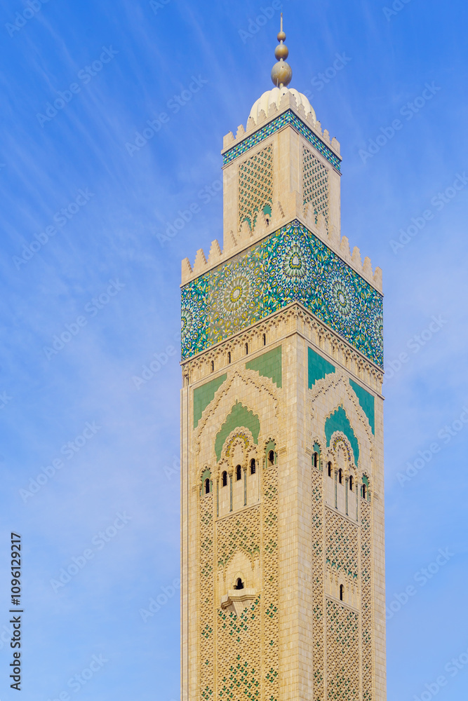 Hassan II Mosque minaret, in Casablanca