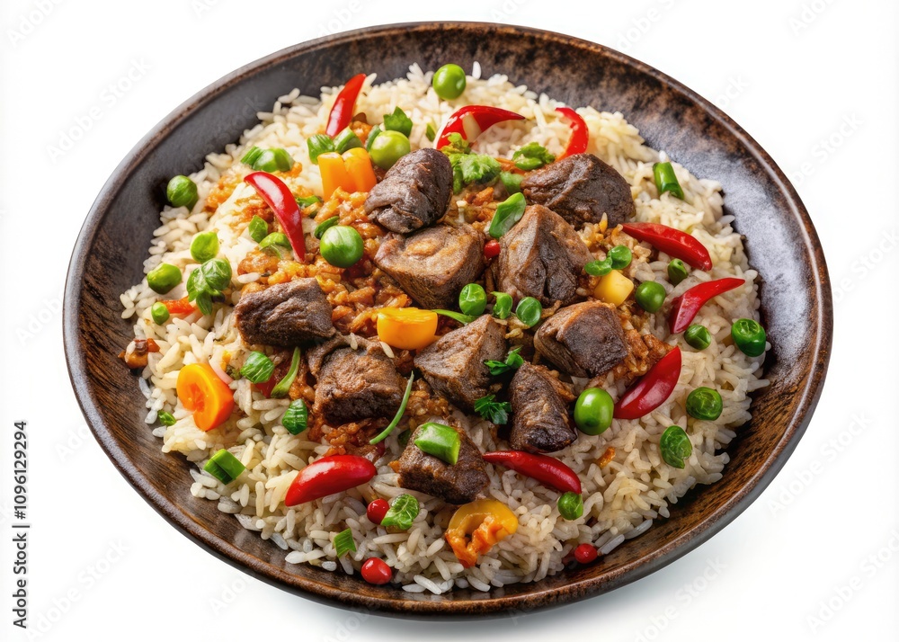 Delicious Plates of Rice and Beef Isolated on Transparent Background for Culinary and Food Photography Needs Delicious Plates of Rice and Beef Isolated on Transparent Background for Culinary and Food Photography Needs