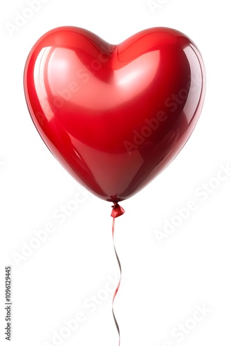 red heart shaped balloon on white background