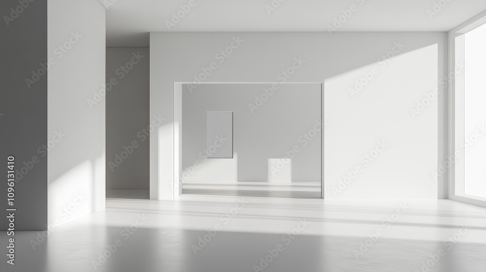 Spacious minimalist interior with simple furnishings and abundant natural light, creating ample copy space ideal for premium real estate visuals. Spacious minimalist interior with simple furnishings and abundant natural light, creating ample copy space ideal for premium real estate visuals.