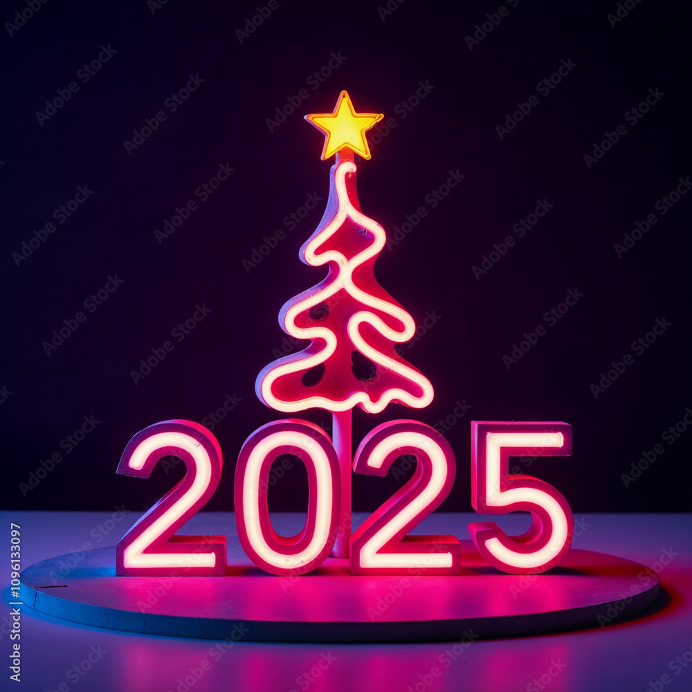 wooden numbers on the Christmas tree 2025 new year wooden numbers on the Christmas tree 2025 new year