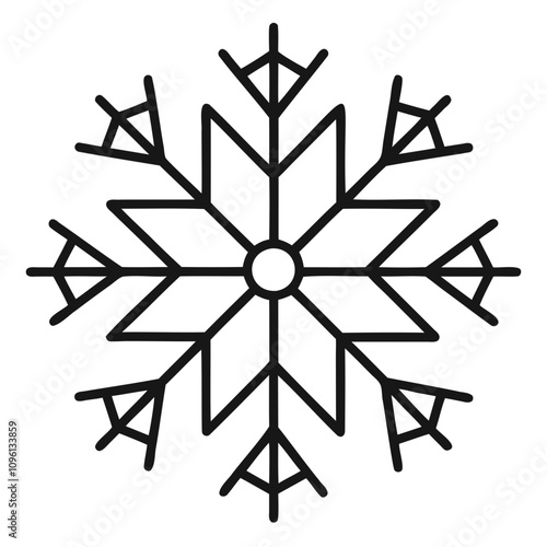 Outline vector illustration of Christmas Snowflakes, Vector Silhouette Isolated on a transparent background