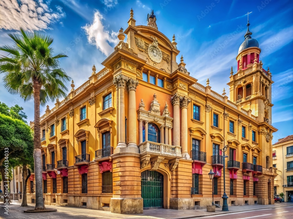 Obraz premium Malaga Spain Post Office University Rectory 2024 Architecture Photorealistic